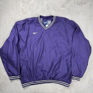Vintage Rebook Sweatshirt Mens XL‎ Purple Preowned Vneck Pullover Activewear